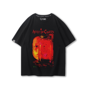 Alice in Chains爱丽丝链乐队周边短袖T恤男女夏季纯棉重金属衣服