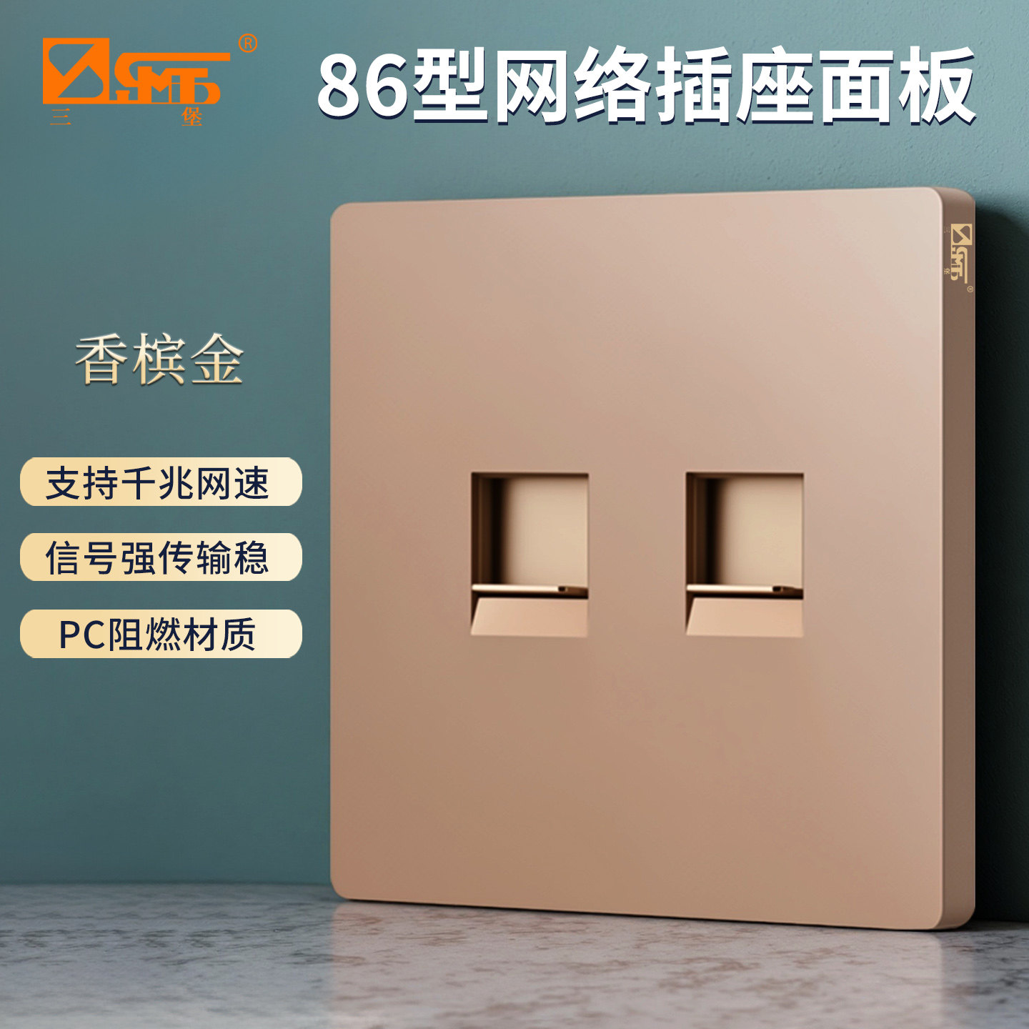 三堡网络面板单口/双口/ 四口网络插座电话/网络模块家装/机房综