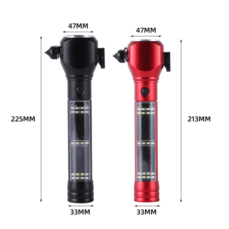 十合一多功能安全锤手电筒车载自救破窗锤消防应急户外强光手电筒