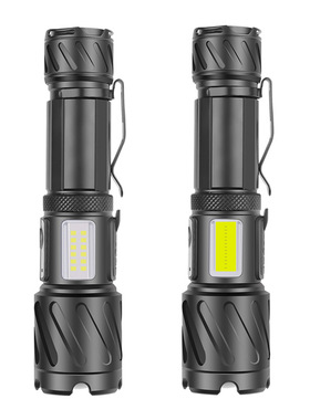 新款XHP160+COB红白光强光手电筒 Type-c充电变焦XHP99暖光手电筒