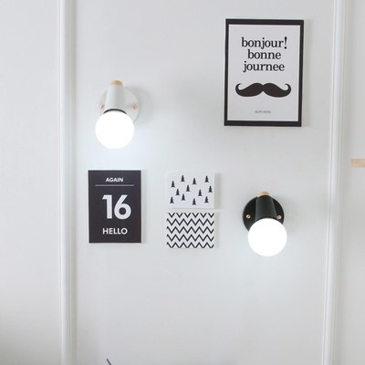 1 pcs Nordic Solid Wood wall fixture lighting Black / White