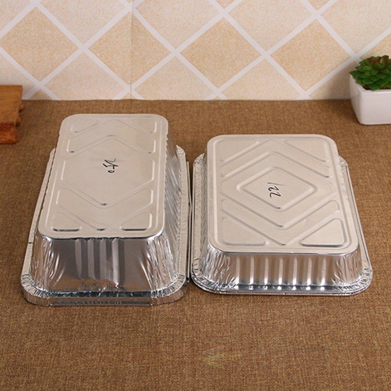 50pcs reusable bbq aluminium foil box with cover mess tin lu