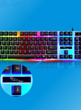 G21B USB Wired Keyboard Mouse Set Rainbow-Color Backlight fo