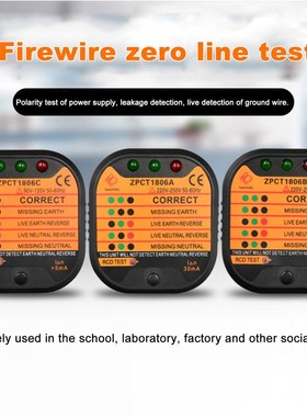 ZPCT1806A Outlet Socket Tester Detector Circuit Polarity Vo