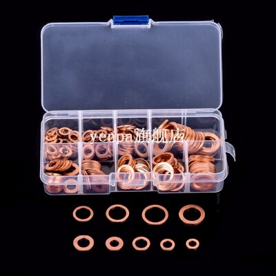 200pcs Copper Washer Assortment Flat Ring Seal Copper Washer