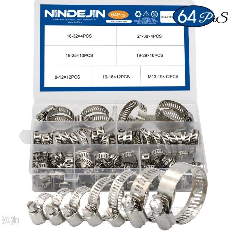 64pcs hose clamp adjustable 8-38mm worm gear hose clip set f图片