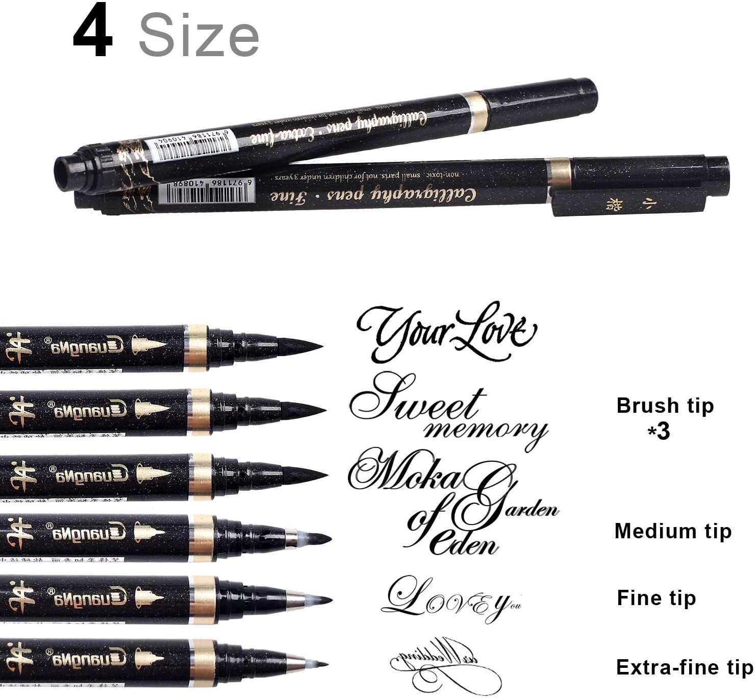 Calligraphy Pen - Reastar 6 Pcs Black Brush Marker Pen Hand