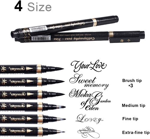 Calligraphy Pen - Reastar 6 Pcs Black Brush Marker Pen Hand