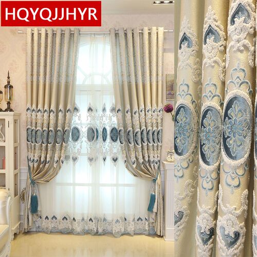 Europe custom made luxury embroidery Blackout curtains for