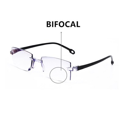 2019 NEW Rimless Bifocal Reading Glasses Anti Blue Ray Light