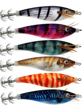 6Pcs New Design Shrimp Bait Squid Jig 10CM 12G Artificial Wo
