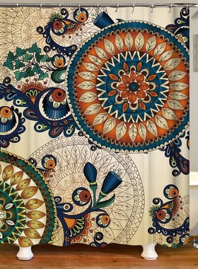 Ethnic Decor Shower Curtain By Boho Pattern With Floral And
