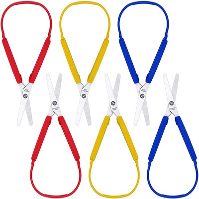 Loop Scissors Colorful Grip Scissors Loop Handle Self-Openin