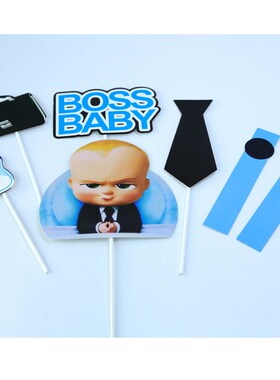 Baby Boss Paper Birthday Cake Toppers Baby Bottleties Blue