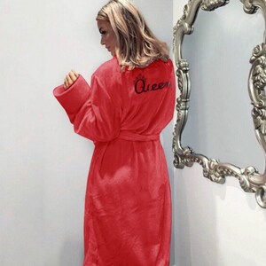 Winter Warm Flannel Bathrobe Women Knee-Length Bath Robe Sof