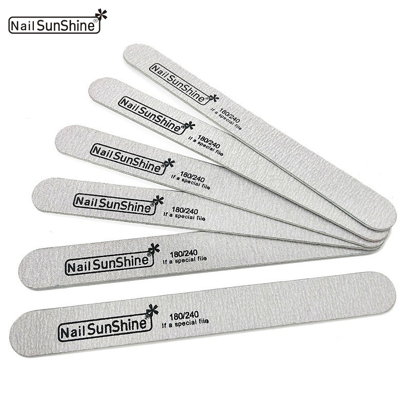 5pcs/lot Gray Wooden Nail Files 180/240 Grit Sandpaper Lime