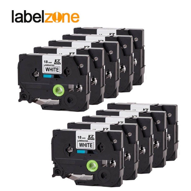 10pcs 18mm tze241 black on white label tape compatible brot
