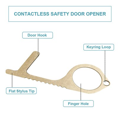 Contactless Safety Door Opener Brass Key Handle Clean Hygien