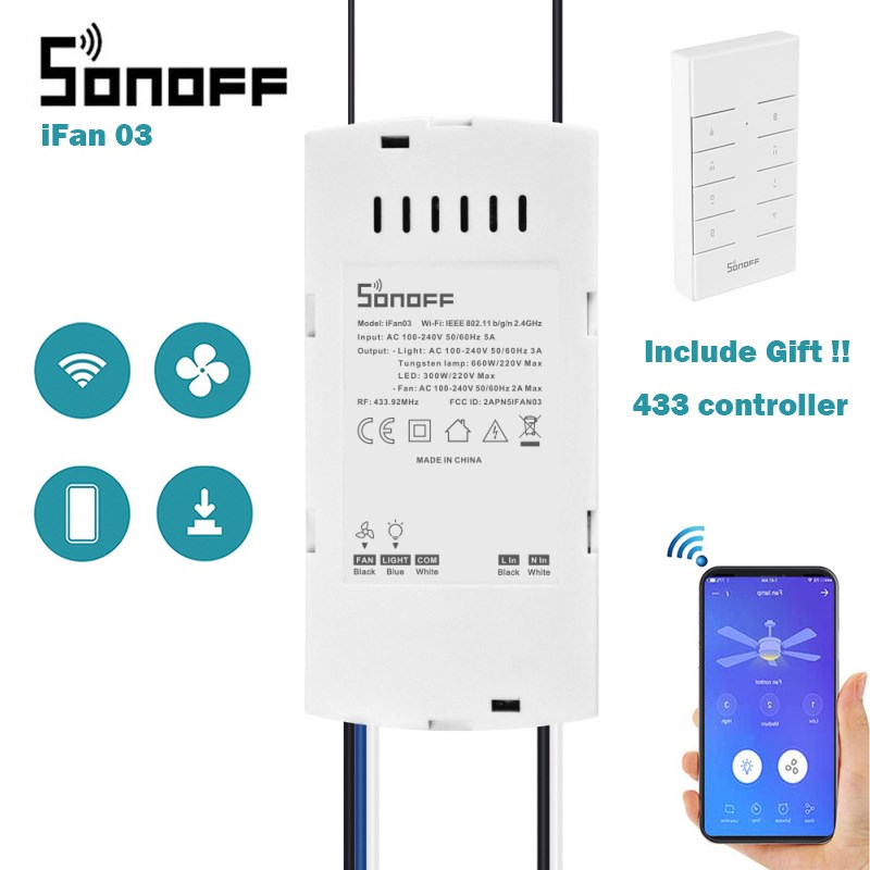 SONOFF IFan03 Wi Fi Ceiling Fan And Light Switch Controller