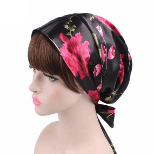 Wo Silk Shower Cap Night Sleep Cap Hair Bonnet Hat Head Cove