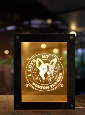 I Love my Boston  Terrier Dog Breed Lighting Text Photo