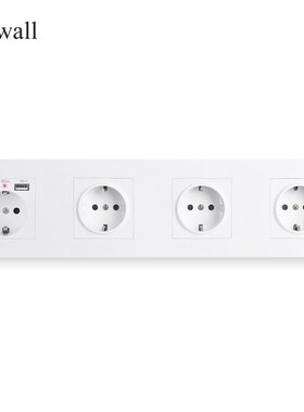 COSWALL 4 Gang Wall EU Socket Grounded + Dual USB Charging