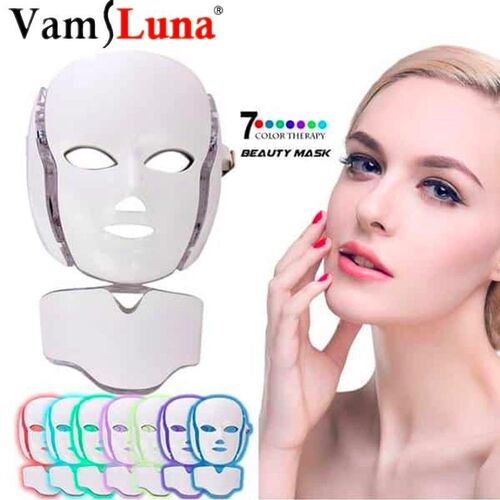 7 Color Photon LED Facial Neck Mask For Skin Rejuvenation, A
