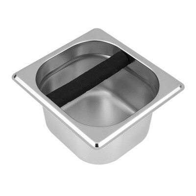 Stainless Steel Espresso Knock Box Container with Rubber Bar