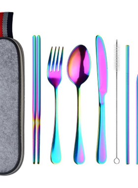 8Pcs/set Tableware Reusable Travel Cutlery Set Camp Utensils