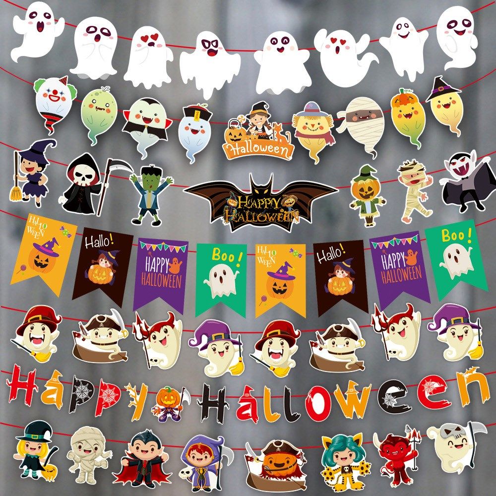 halloween decoration paper pull flag shopping mall bar ktv