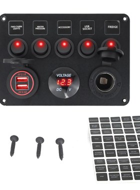 Boat Switch Panel Car Switch Panel Waterproof Digital Voltm