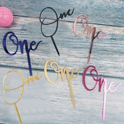 Acrylic One Cake Topper 1 St Birthday Party Cupcake Toppers