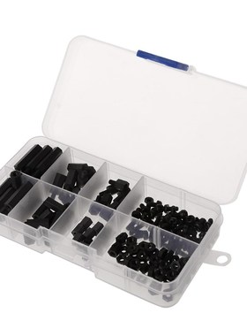 160Pcs M3 Nylon Black M-F Hex Spacers Screw Nut Assortt Kit