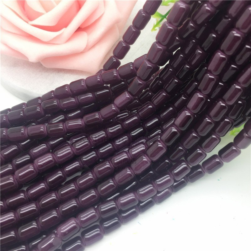 30Pcs 6X8mm Cylinder Glass Spacer Loose Beads Jewelry Making