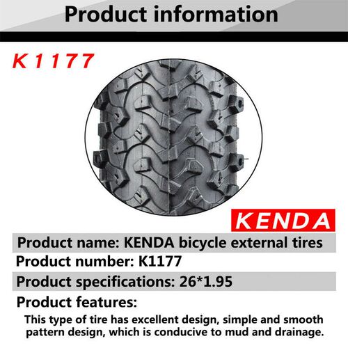 26*1.95 MTB tire K1177 26*1.95 bicycle Tyre 65PSI Drai