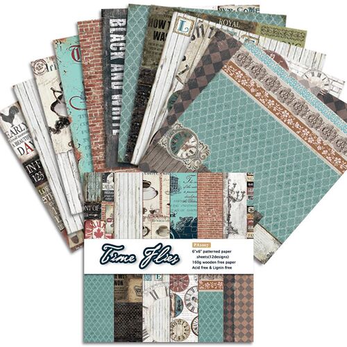 KLJUYP 12 Sheets Time Flies Scrapbooking Pads Paper Origami