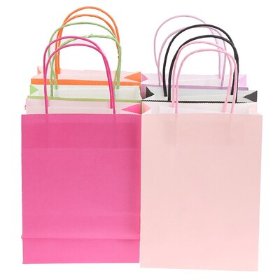 1pcs Solid Color Paper Party Bags Kraft Bag With Handles