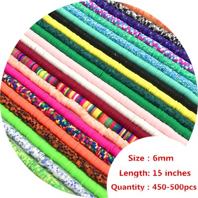 16Inch About 450-500pcs 6mm Flat Round Polymer Clay Beads Ch
