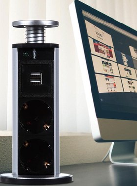 220V 16A PULL POP UP Electrical 3 Plug Sockets 2 USB Outlet