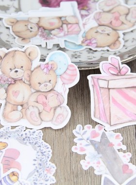 22 pcs / set Hand painted watercolor bear doll flower accou