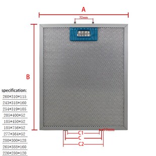 260X310 range hood filter Exhaust hood metal dust filter Coo