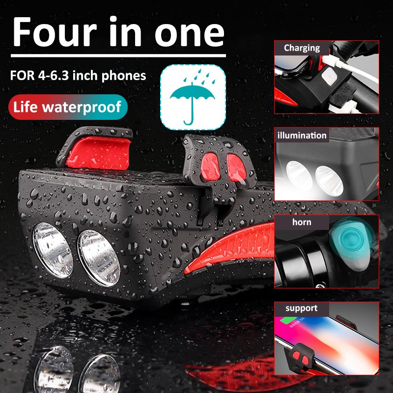 4 In 1 Rechargeable Bicycle Light Flashlight Bike Horn Handl图片