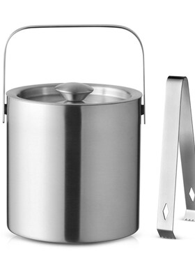 Stainless Steel Insulated Ice Bucket Ice Cube Container Roun