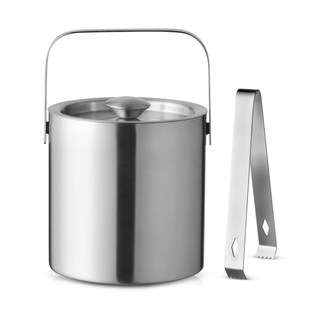 Stainless Steel Insulated Ice Bucket Ice Cube Container Roun
