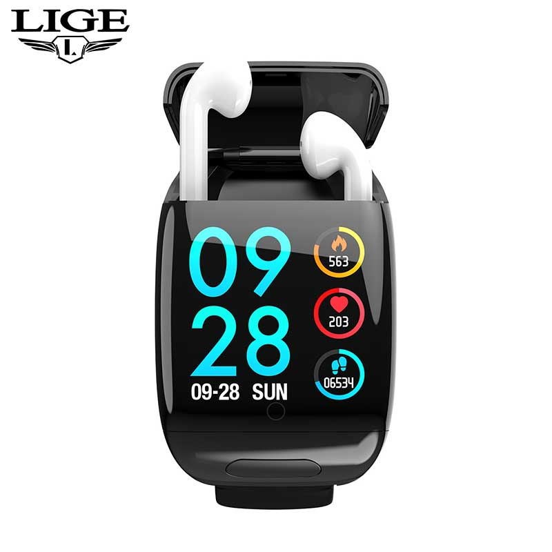 LIGE Sport Watch Earphone Smart Wristband G36 Earbud Heart
