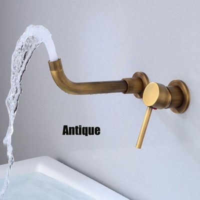Modern Wall-Mount Mixer Tap Bathroom Sink Faucet Swivel Wall
