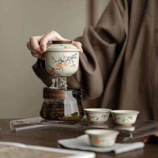 一器间手抓壶一壶三杯玻璃快客杯旅行茶具套装 便携包户外旅游茶器