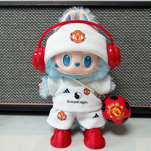 新款白色曼联足球玩偶娃衣适用17厘米labubu球衣衣服节日礼物生日