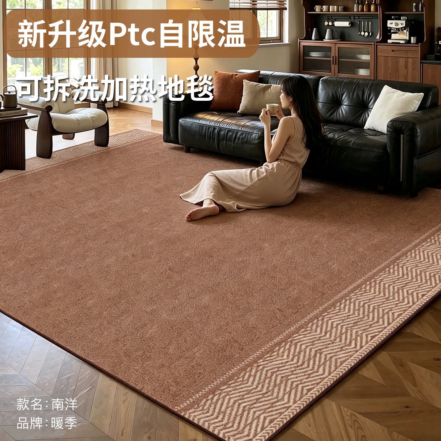 暖季轻奢石墨烯加热地毯客厅家用地暖垫可拆洗电热地毯发热地热垫