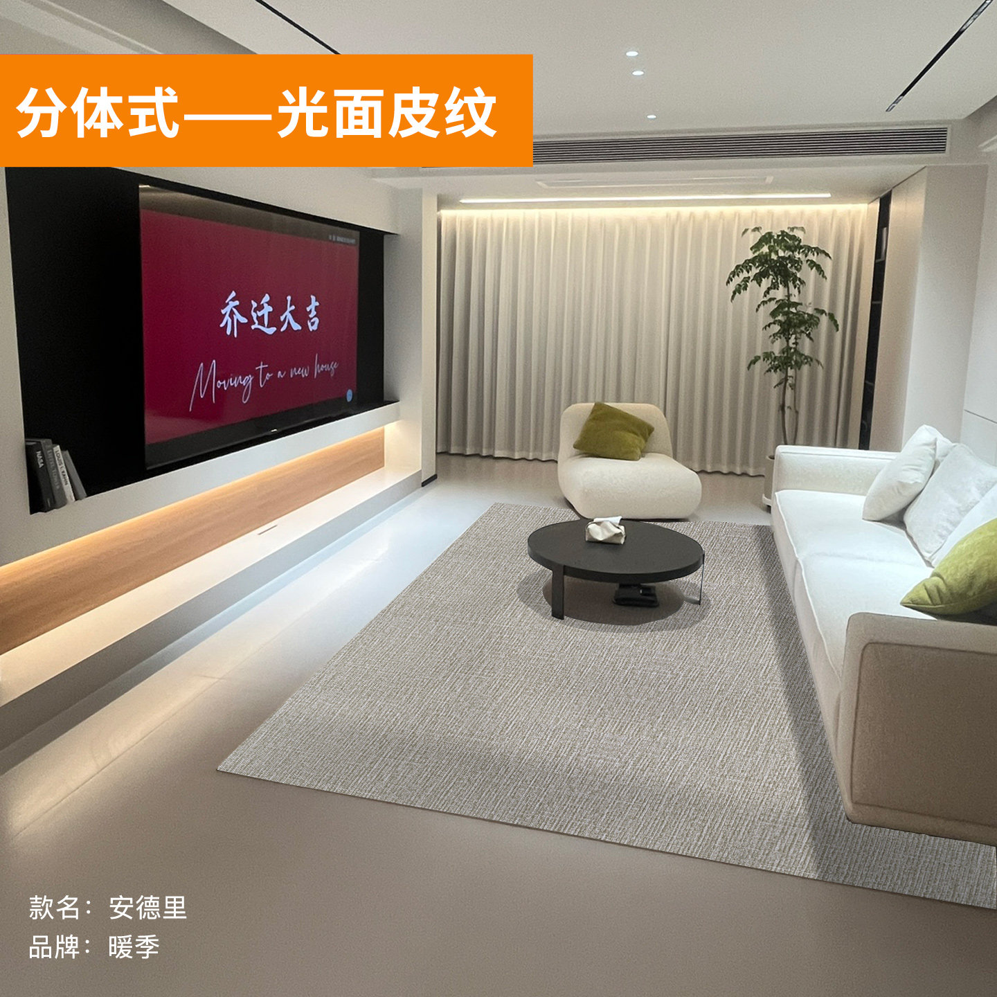 暖季石墨烯地暖垫客厅家用电热地毯 分体式可拆洗光面皮革加热垫